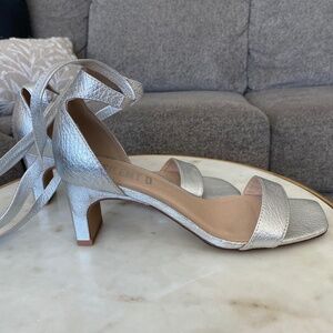 Silent D- Silver Ankle wrap heels Size 38 / US 7.5